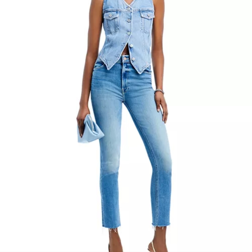 MOTHER mid rise dazzler ankle fray